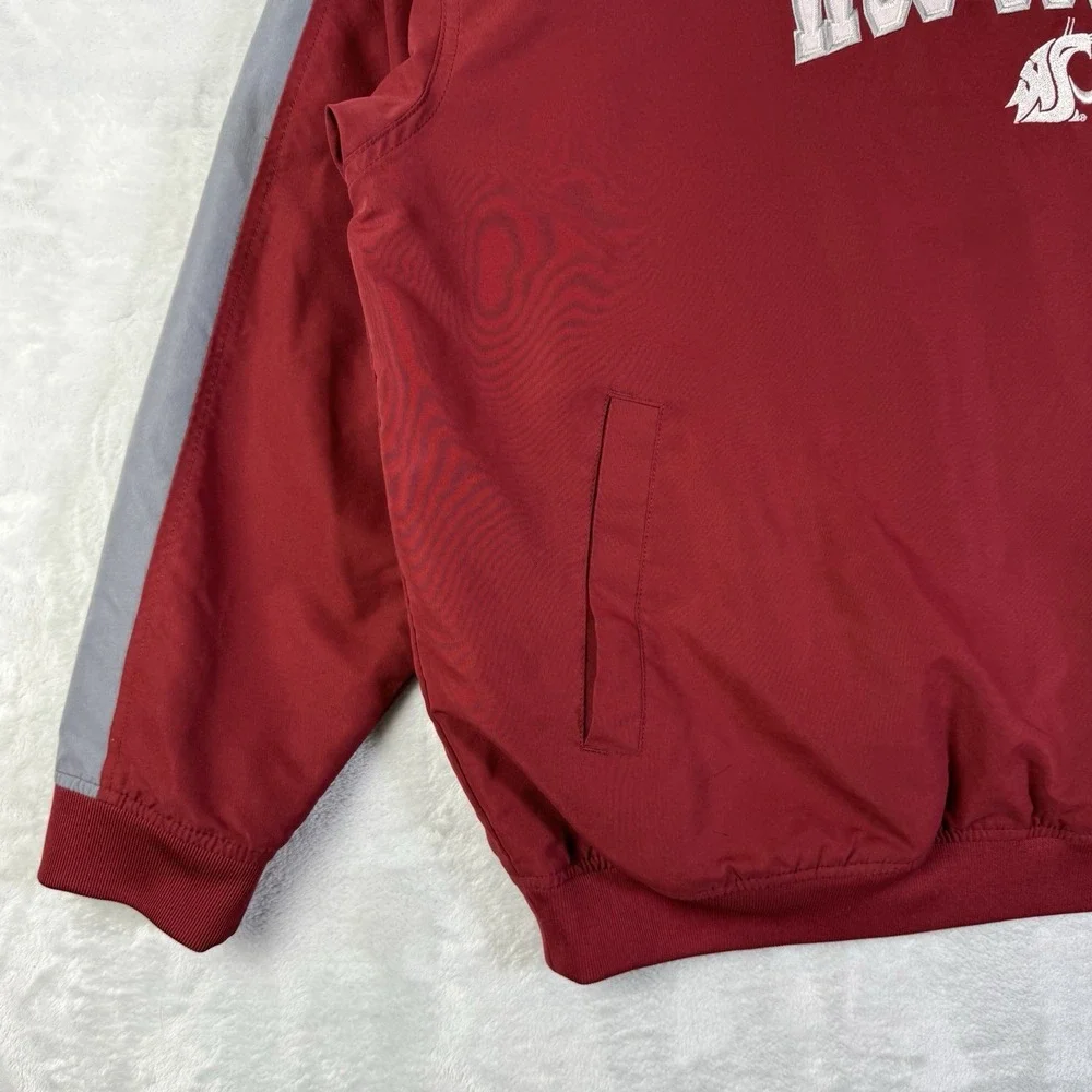 WSU‎ Cougars Windbreaker Sweatshirt V Neck Mens XL Red Embroidered Collegiate